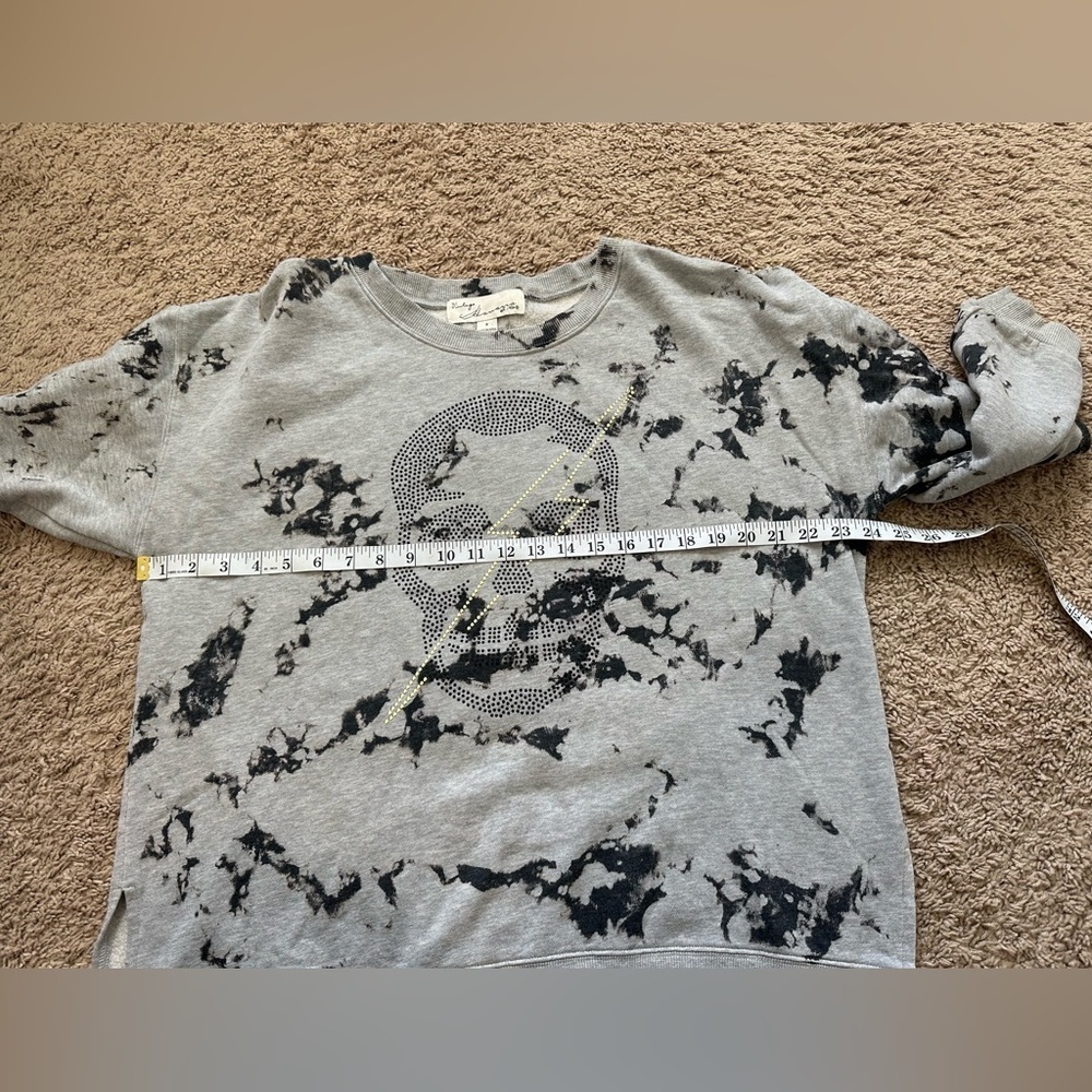 Vintage Havana Oversized Rhinestone Skull Graphic Abstract-Print Pullover Size S - Picture 8 of 8